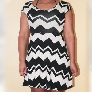 Rue 21 Chevron Pattern Black and White Dress